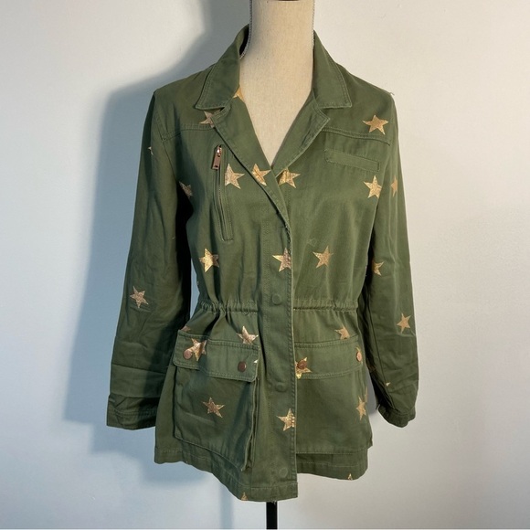 Romeo & Juliet Couture Green Utility Jacket with Gold Stars - Picture 3 of 12